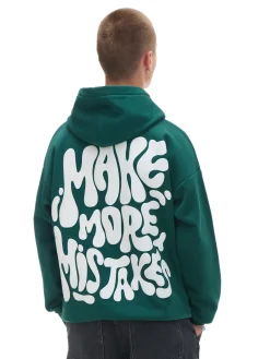 New Cropp Zielona bluza hoodie z nadrukiem zielony