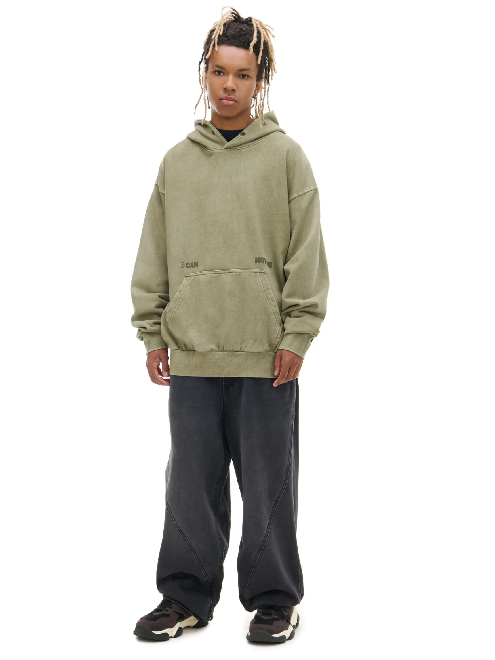 Outlet Cropp Zielona bluza loose z kapturem zielony