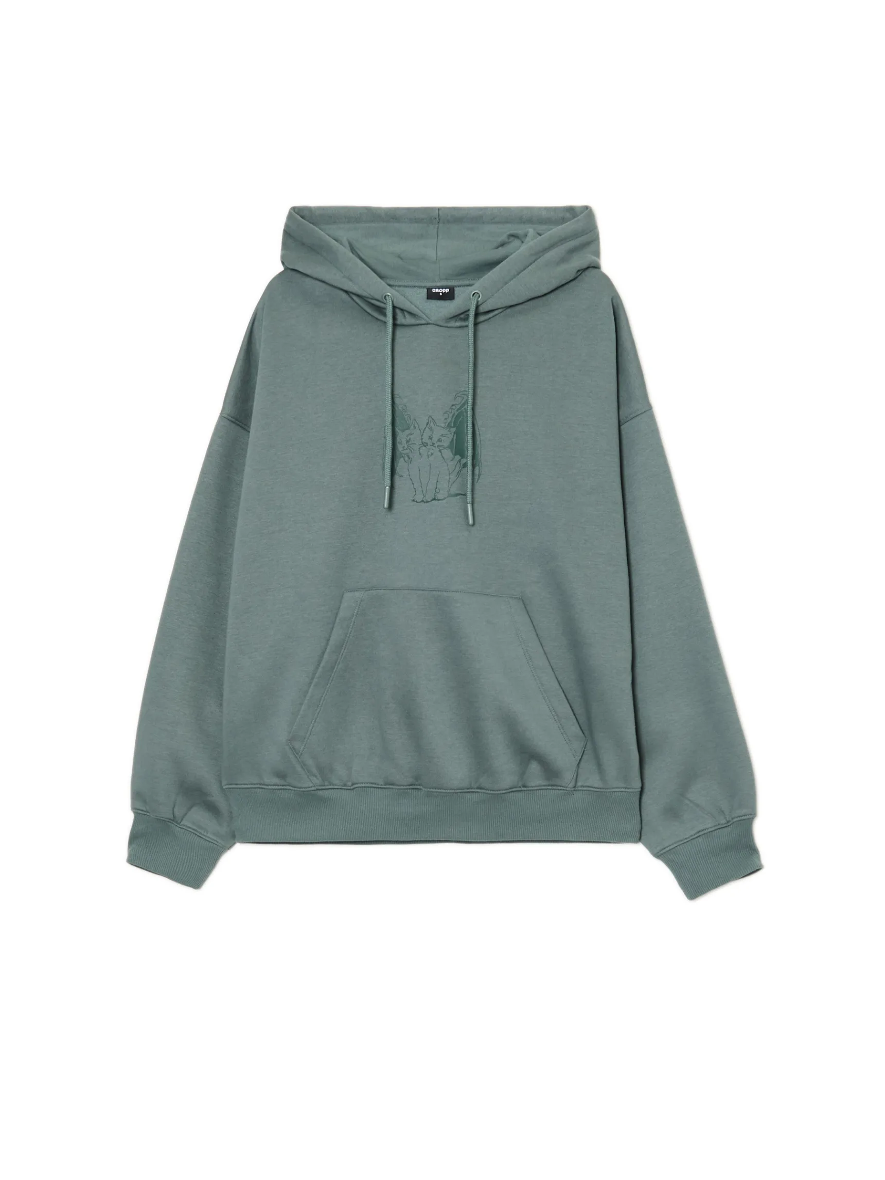 Clearance Cropp Zielona bluza z kocim motywem zielony
