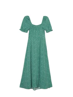 Fashion Cropp Zielona sukienka midi w stokrotki niebieski
