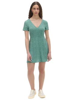 Best Cropp Zielona sukienka mini w stokrotki niebieski
