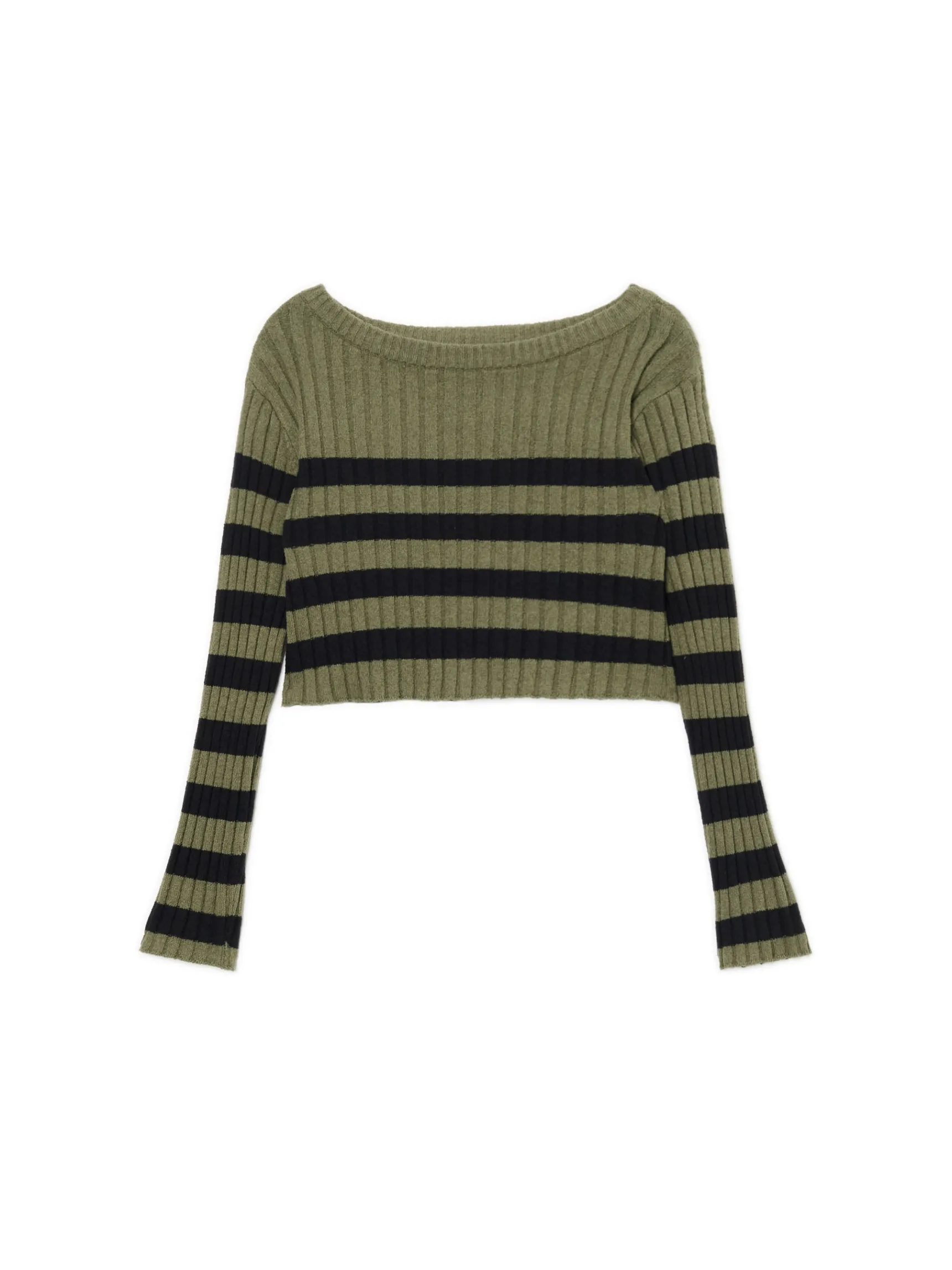 Discount Cropp sweter w czarne paski zielony