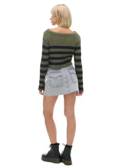 Discount Cropp sweter w czarne paski zielony