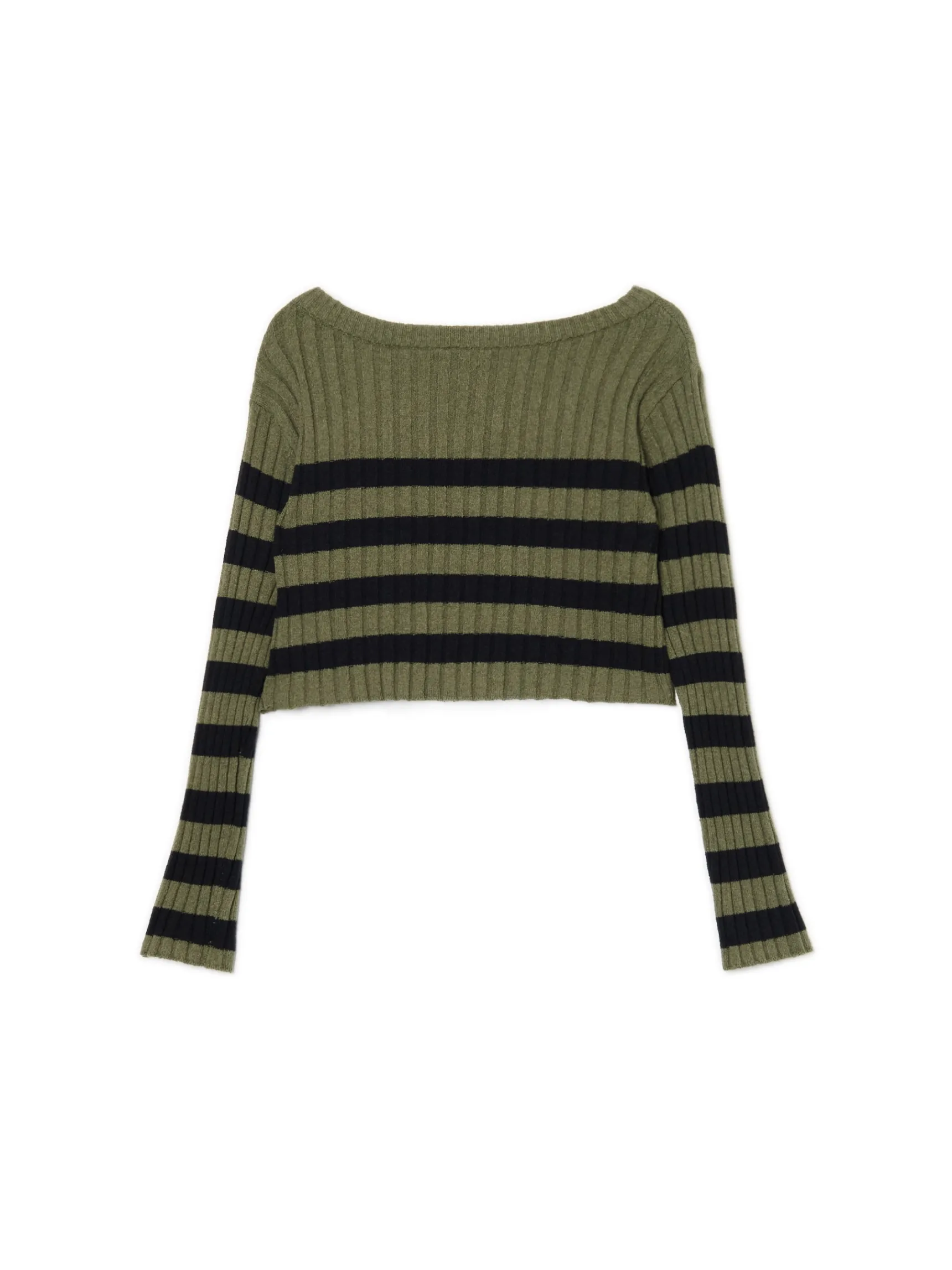 Discount Cropp sweter w czarne paski zielony