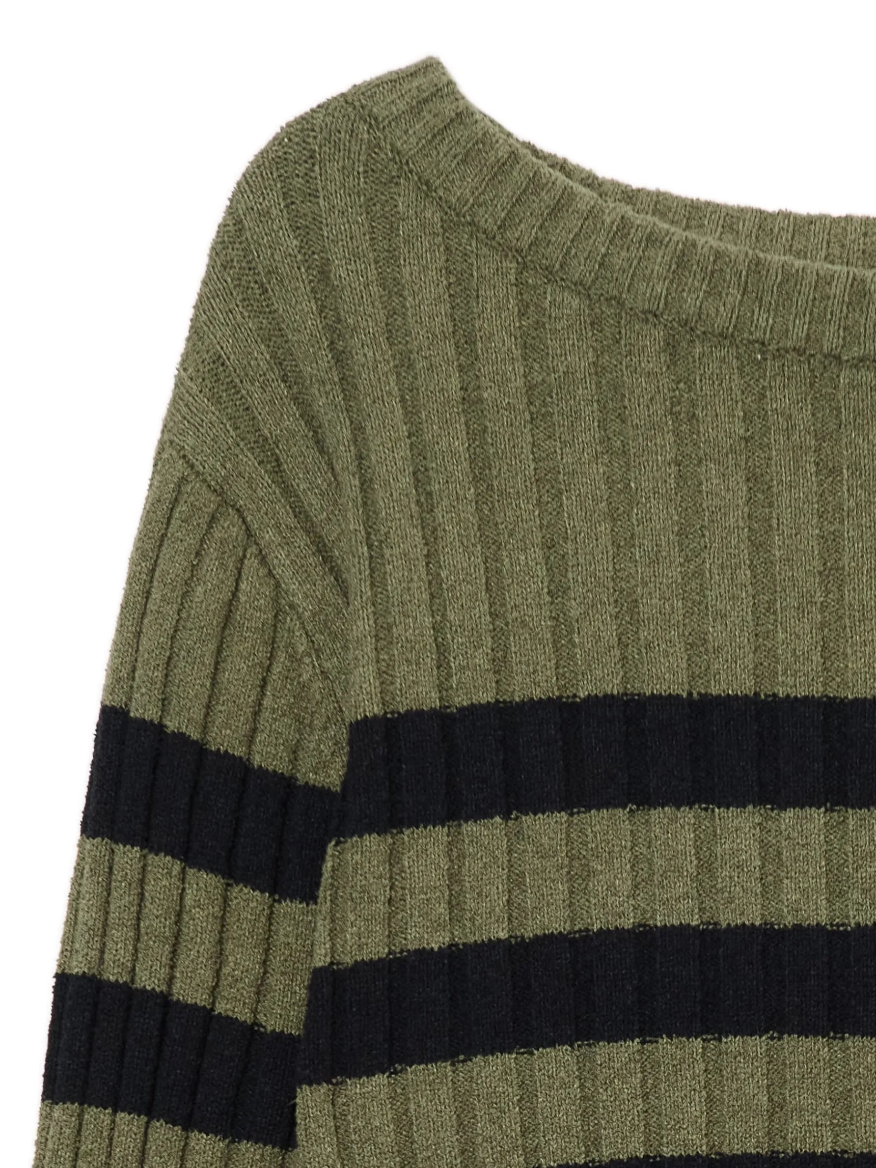 Discount Cropp sweter w czarne paski zielony