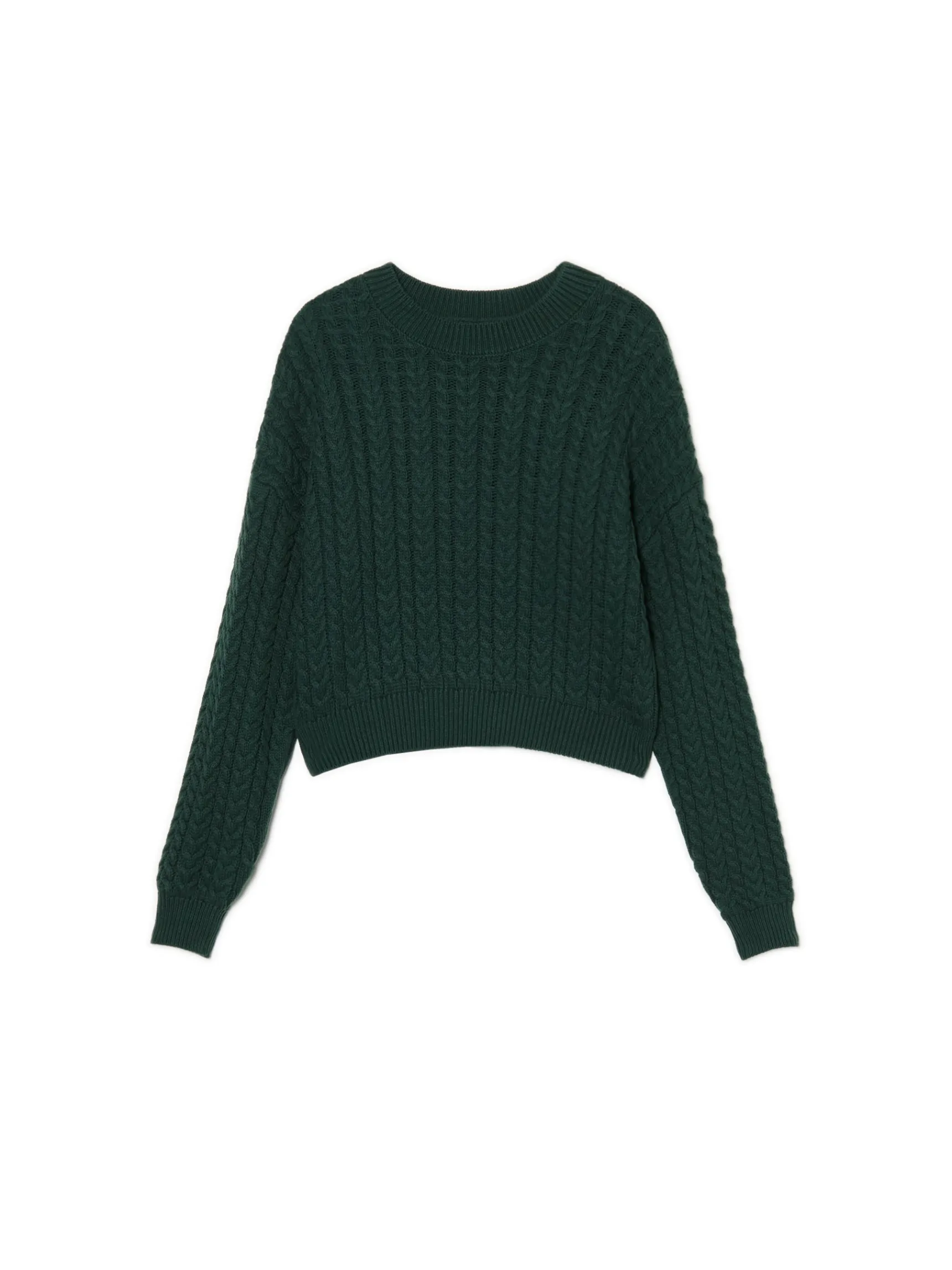 Fashion Cropp sweter z warkoczowym splotem zielony