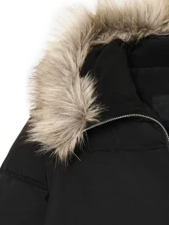 Sale Cropp Zimowy pikowany płaszcz z kapturem czarny